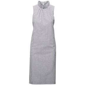 Banana Republic Seersucker Ruffle Neck Dress 14T Striped Blue-Gray